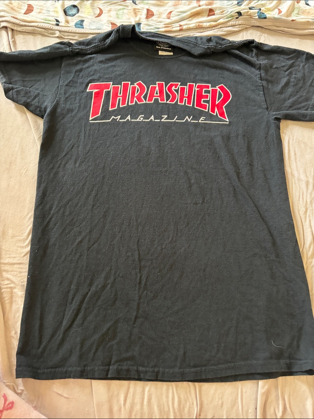 Thrasher Black Short Sleeve Tee with Red Logo